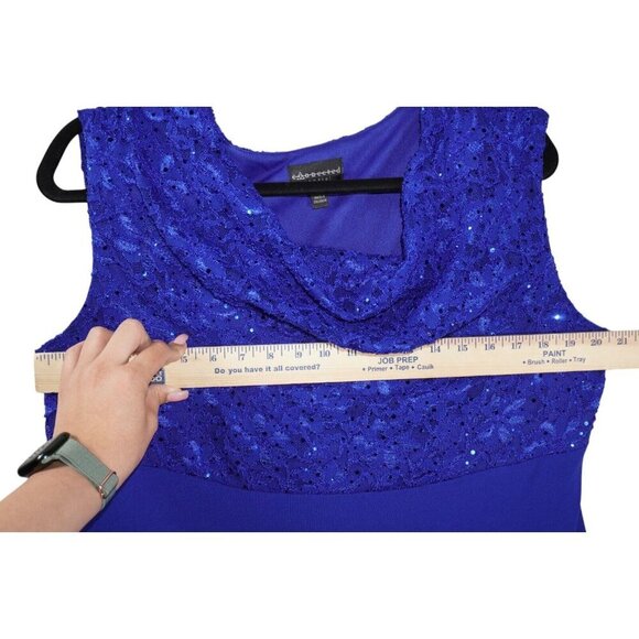 Connected Apparel Royal Blue Lace Gown - Size 14W - Elegant Formal Dress - Picture 13 of 13